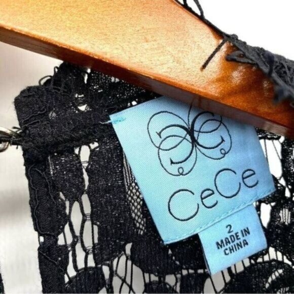 CeCe by Cynthia Steffe Women's Ingrid Black Cutaway Lace Shift Dress - Picture 5 of 14